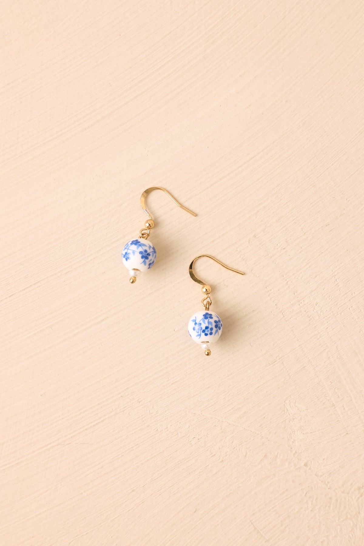 Timeless Charm White & Blue Porcelain Drop Earrings