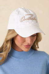 Professional Overthinker White Embroidered Cotton Baseball Cap