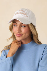 Professional Overthinker White Embroidered Cotton Baseball Cap