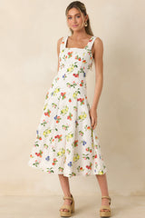Sweet on Summer White Multi Cotton Fruit Print Midi Dress