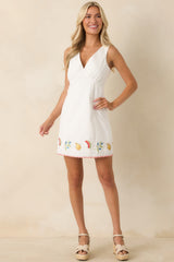 MINKPINK Santorini White Multi Cotton Embroidered Mini Dress