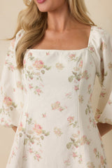 A Chance In Bloom White Multi Floral Cotton Mini Dress
