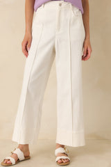 Bright Forecast White Cotton Wide Leg Pants