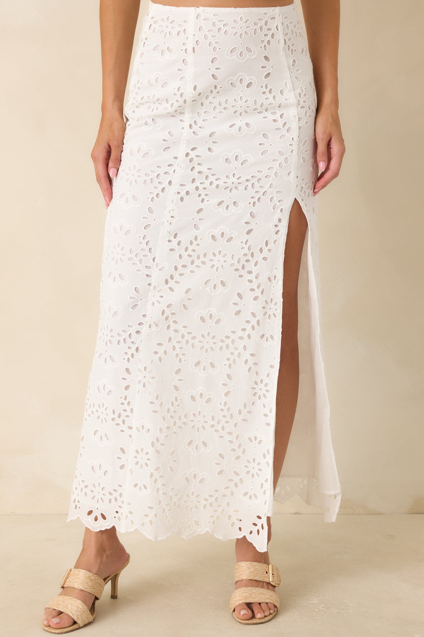 Z Supply Emrie White Cotton Eyelet Maxi Skirt