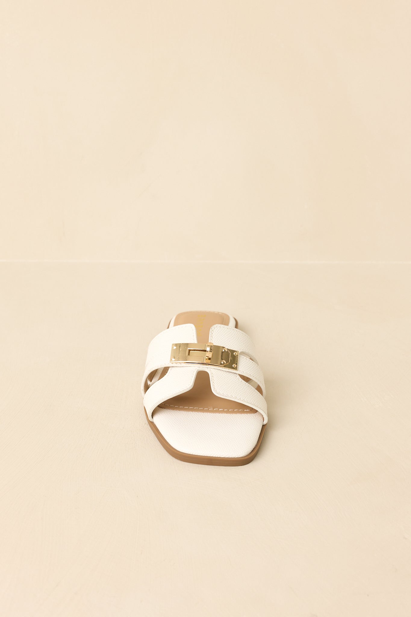 Coastline Classic White Faux Leather Slide Sandals