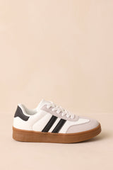 Chasing Chill White Faux Leather and Suede Lace-Up Sneakers