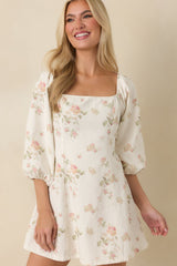 A Chance In Bloom White Multi Floral Cotton Mini Dress