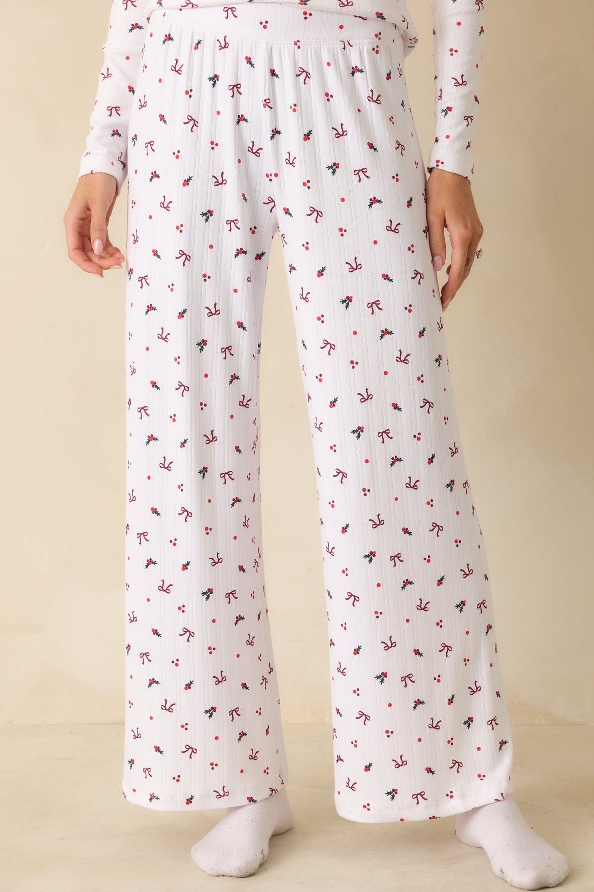 Z Supply White Multi Luxe Holly Pointelle Pajama Pants