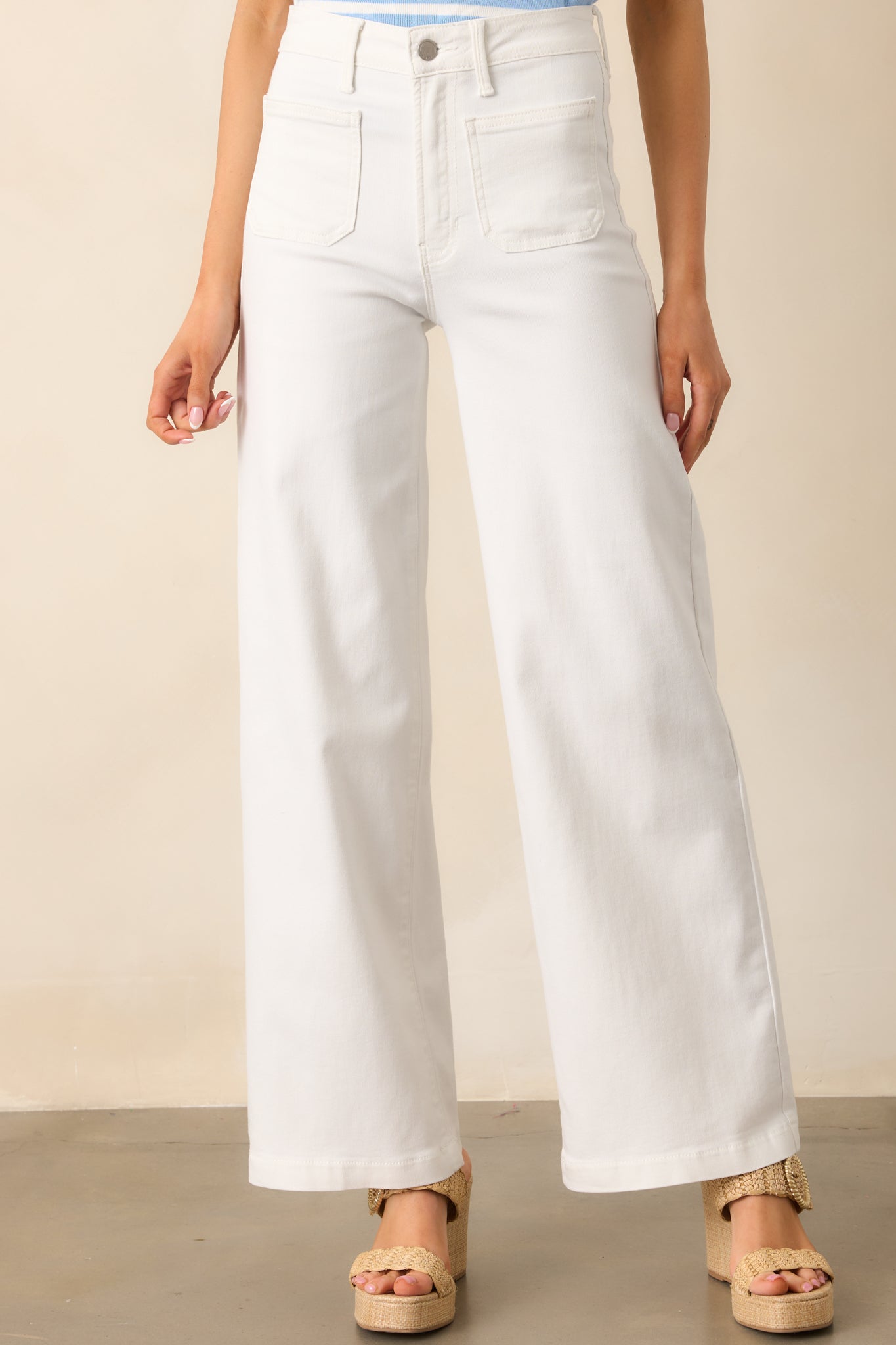 Meant For More White Straight Leg High Waisted Jeans