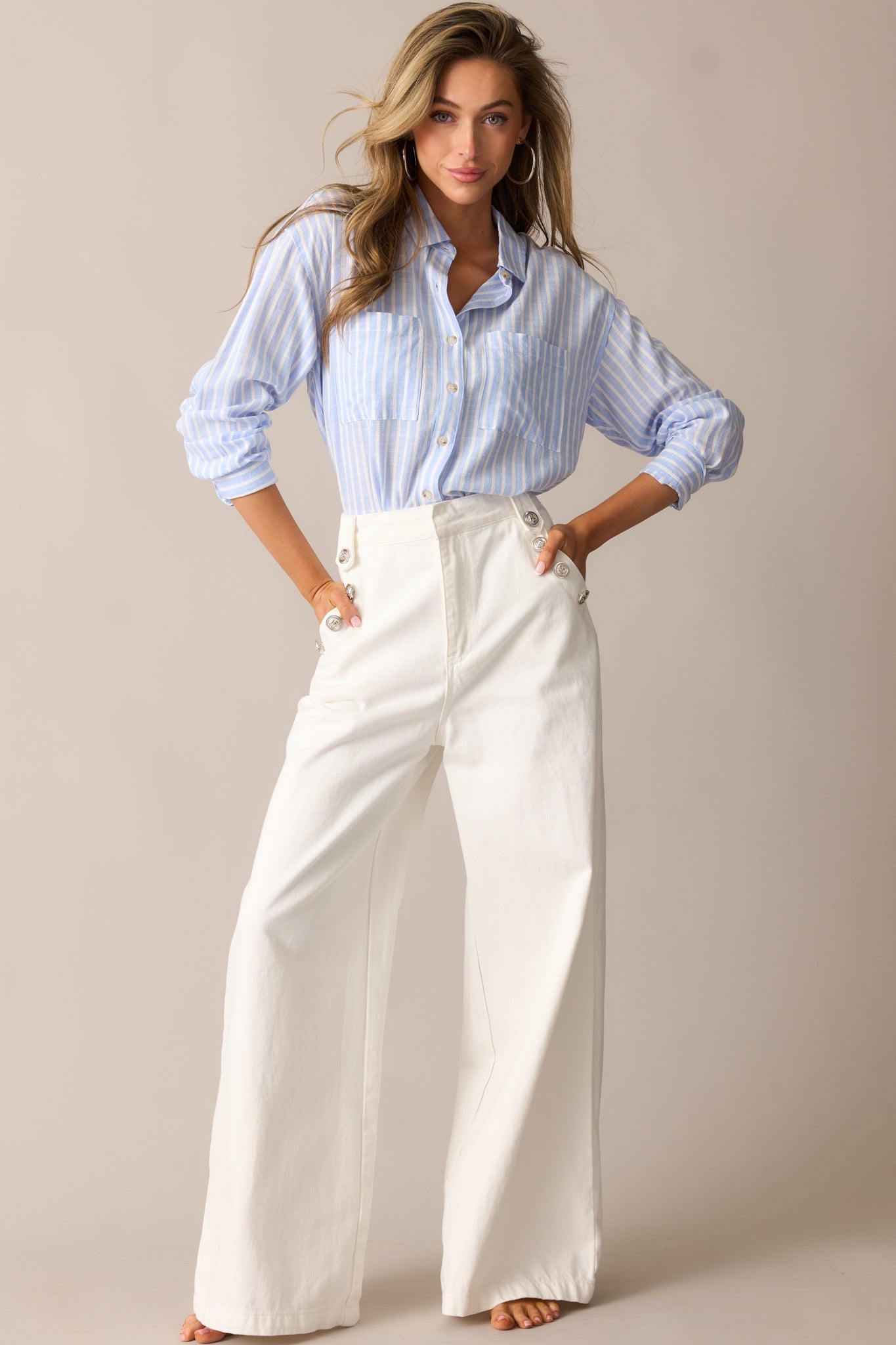 Shopping Day White Wide Leg Jeans