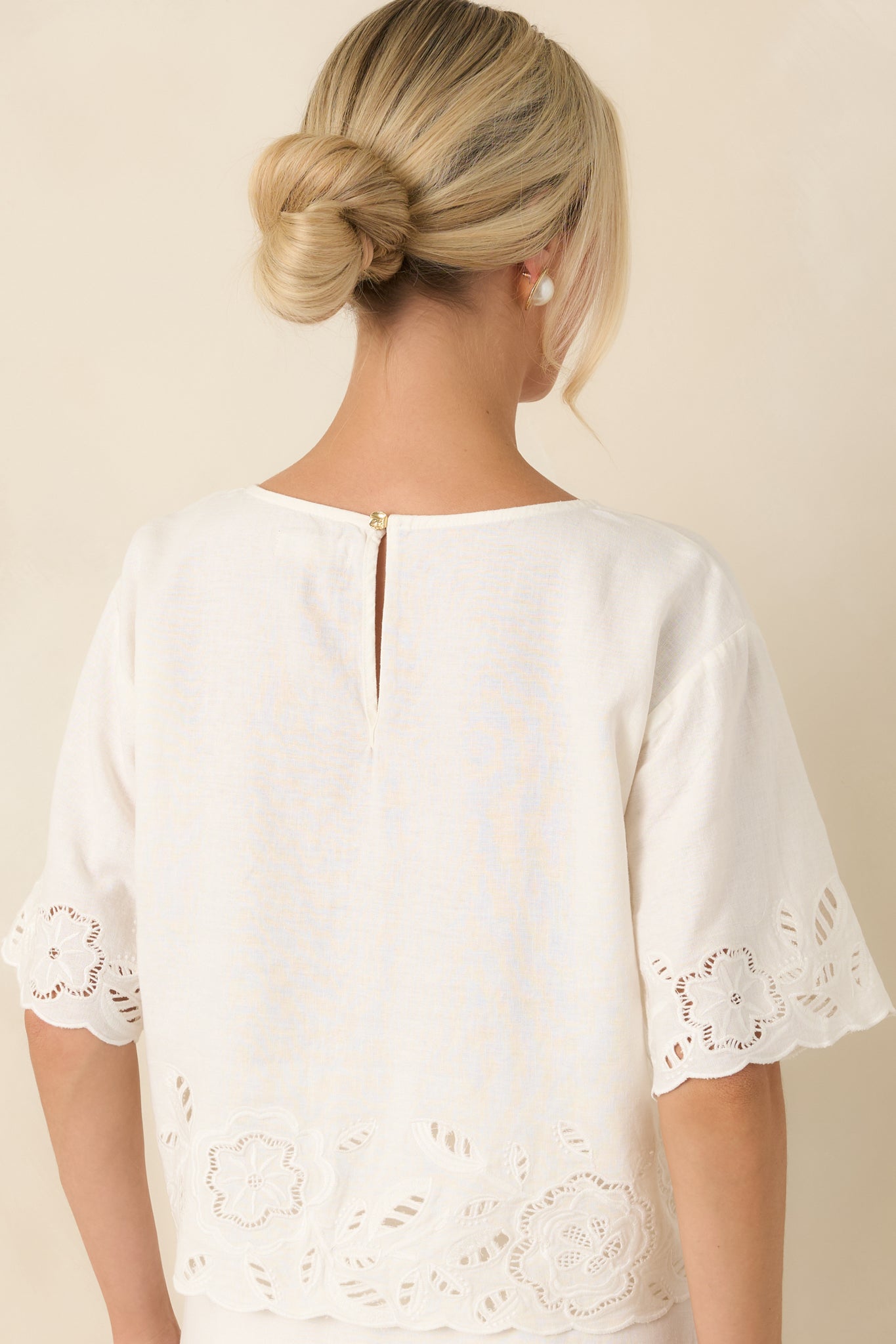 Z Supply Daya White Floral Cutwork Embroidered Top