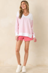 Z Supply White Weekender Stripe V-Neck