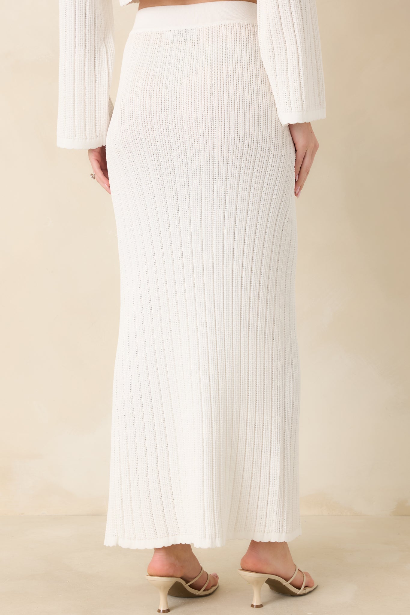 MINKPINK Bellini White Knit Midi Skirt