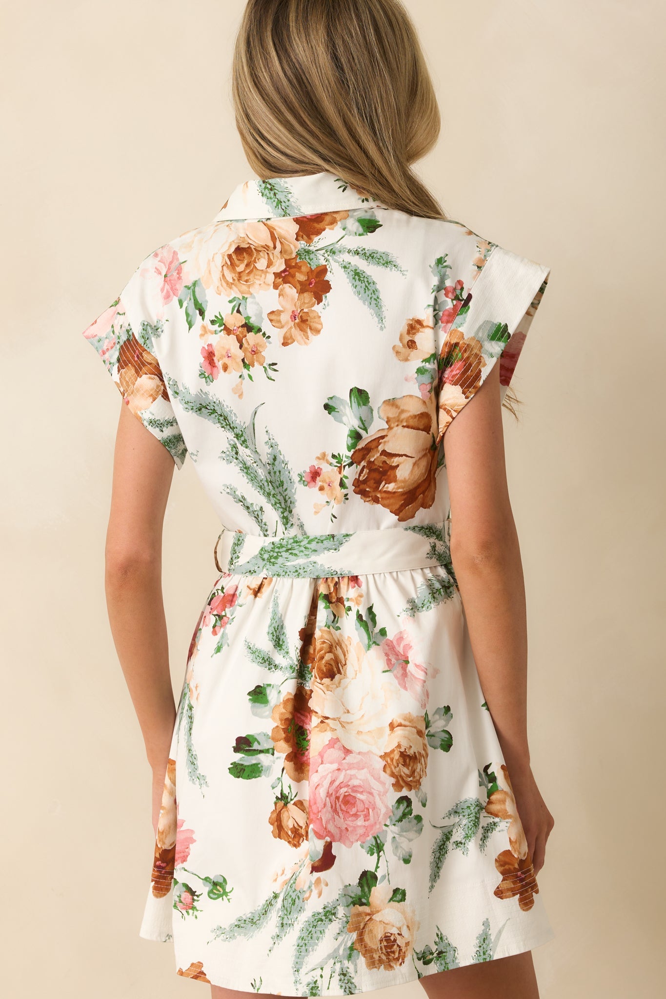 Never Been Better White Multi Floral Print Cotton Mini Shirt Dress