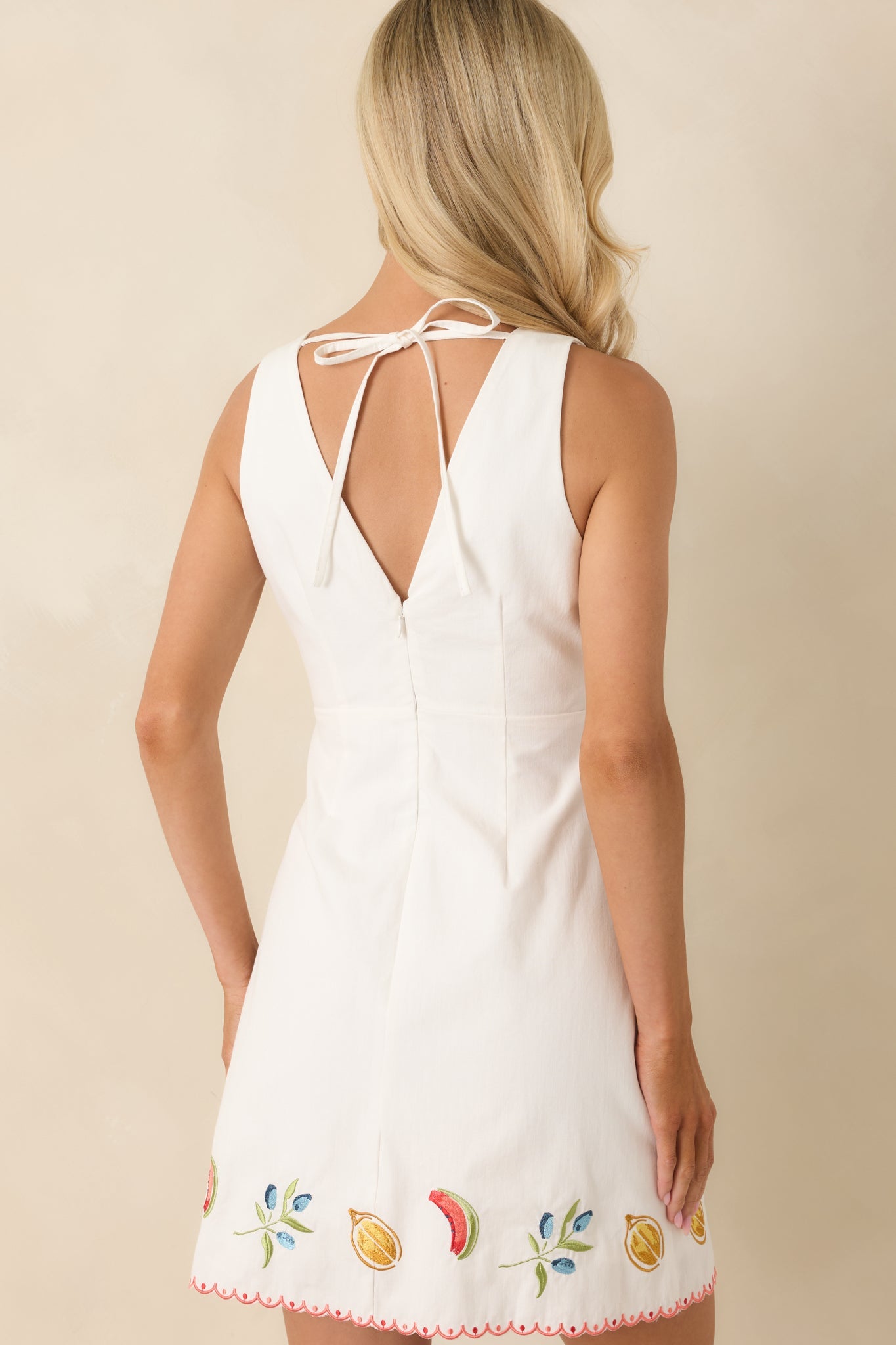 MINKPINK Santorini White Multi Cotton Embroidered Mini Dress