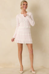 Soft Echoes White Stripe Pointelle Knit Mini Skirt