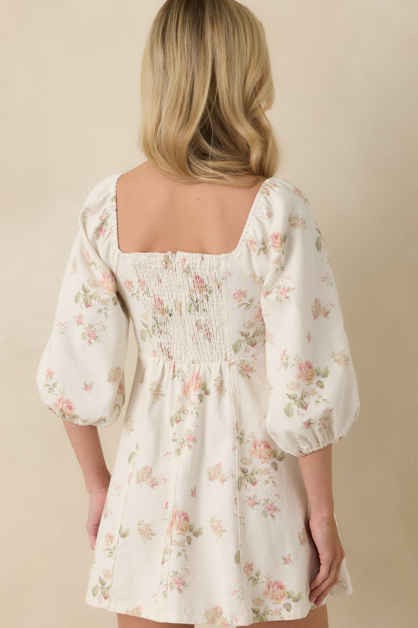 A Chance In Bloom White Multi Floral Cotton Mini Dress