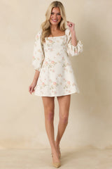 A Chance In Bloom White Multi Floral Cotton Mini Dress