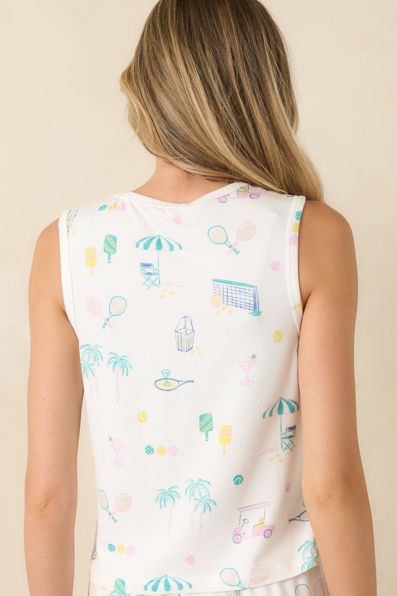 Z Supply Court Sports White Multi Pajama Tank