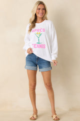 Z Supply Apres Tennis White Oversized Sweatshirt