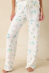 Z Supply Downhome Court Sports White Multi Pajama Pants