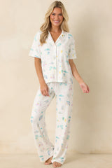 Z Supply Downhome Court Sports White Multi Pajama Pants