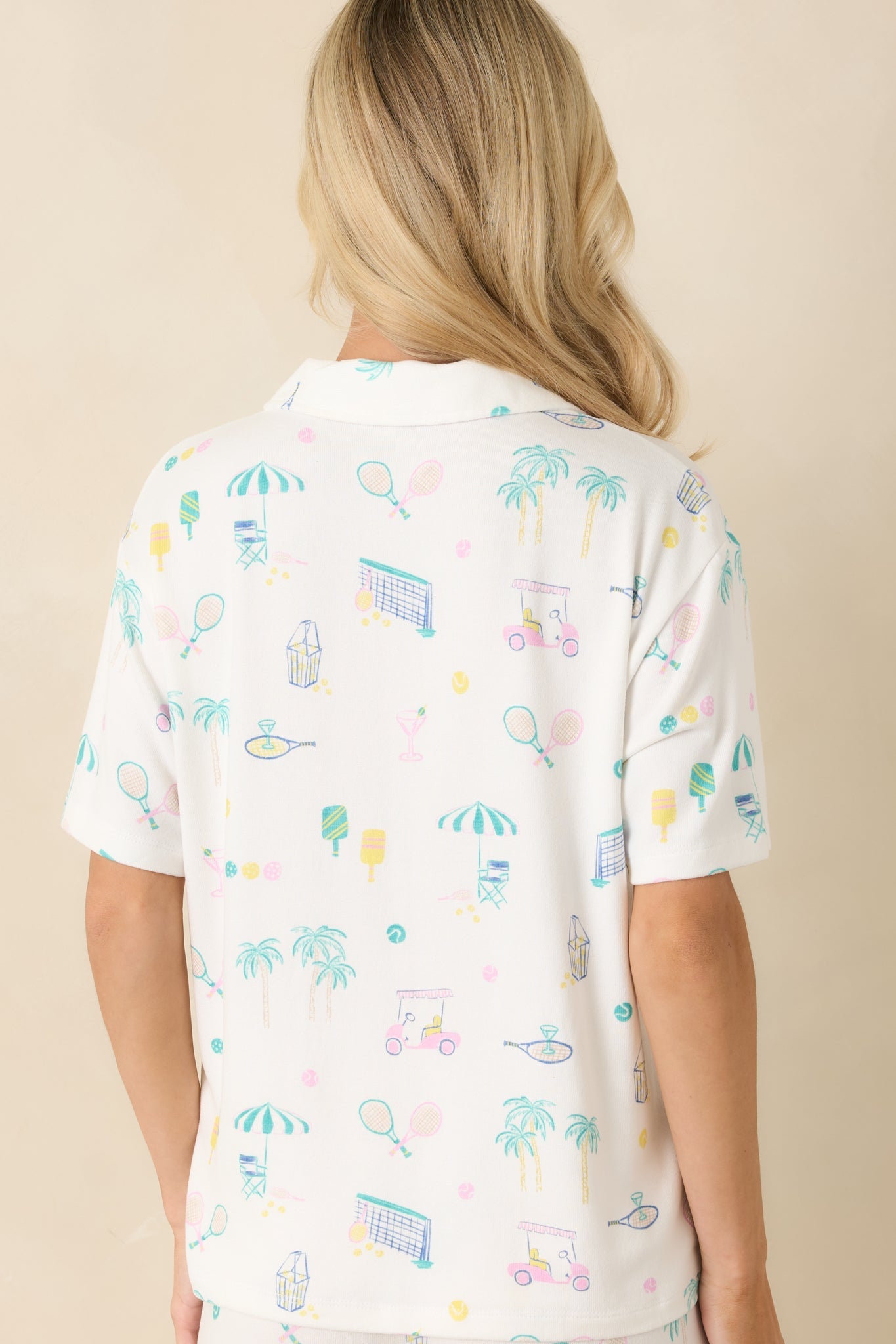 Z Supply Court Sports White Multi Pajama Top