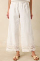 Z Supply Scout White Cotton Linen Embroidered Pants