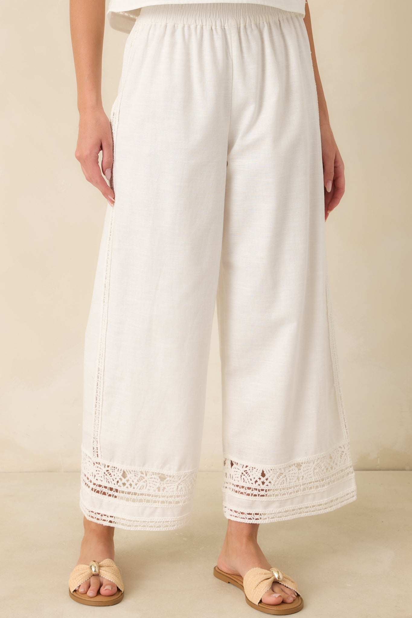 Z Supply Scout White Cotton Linen Embroidered Pants
