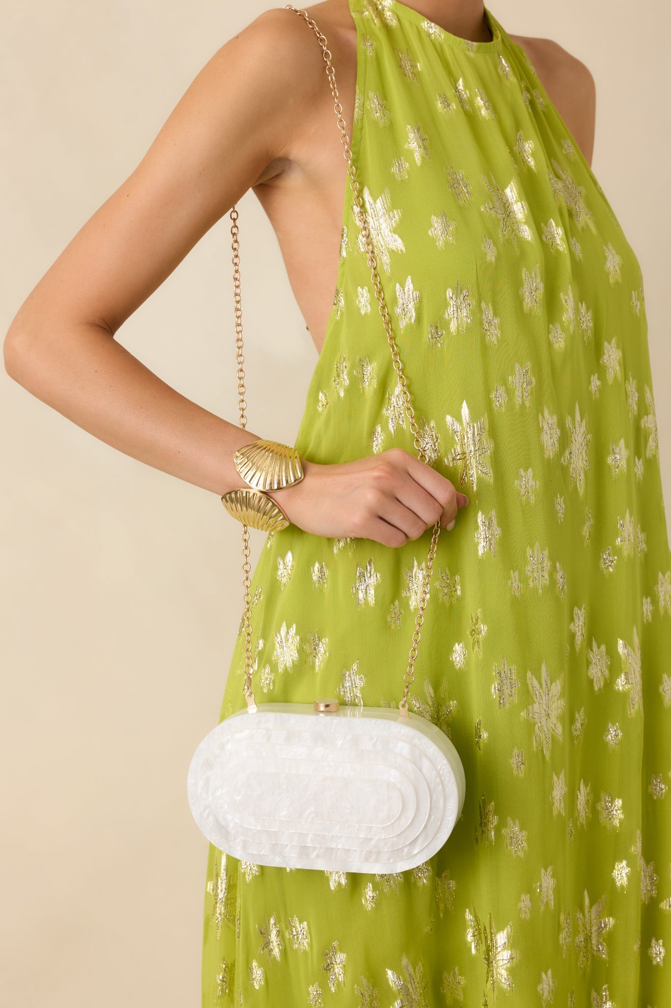 Save the Last Dance White Pearlescent Clutch