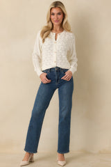 Ever So Classic White Pointelle Knit Button Front Cardigan