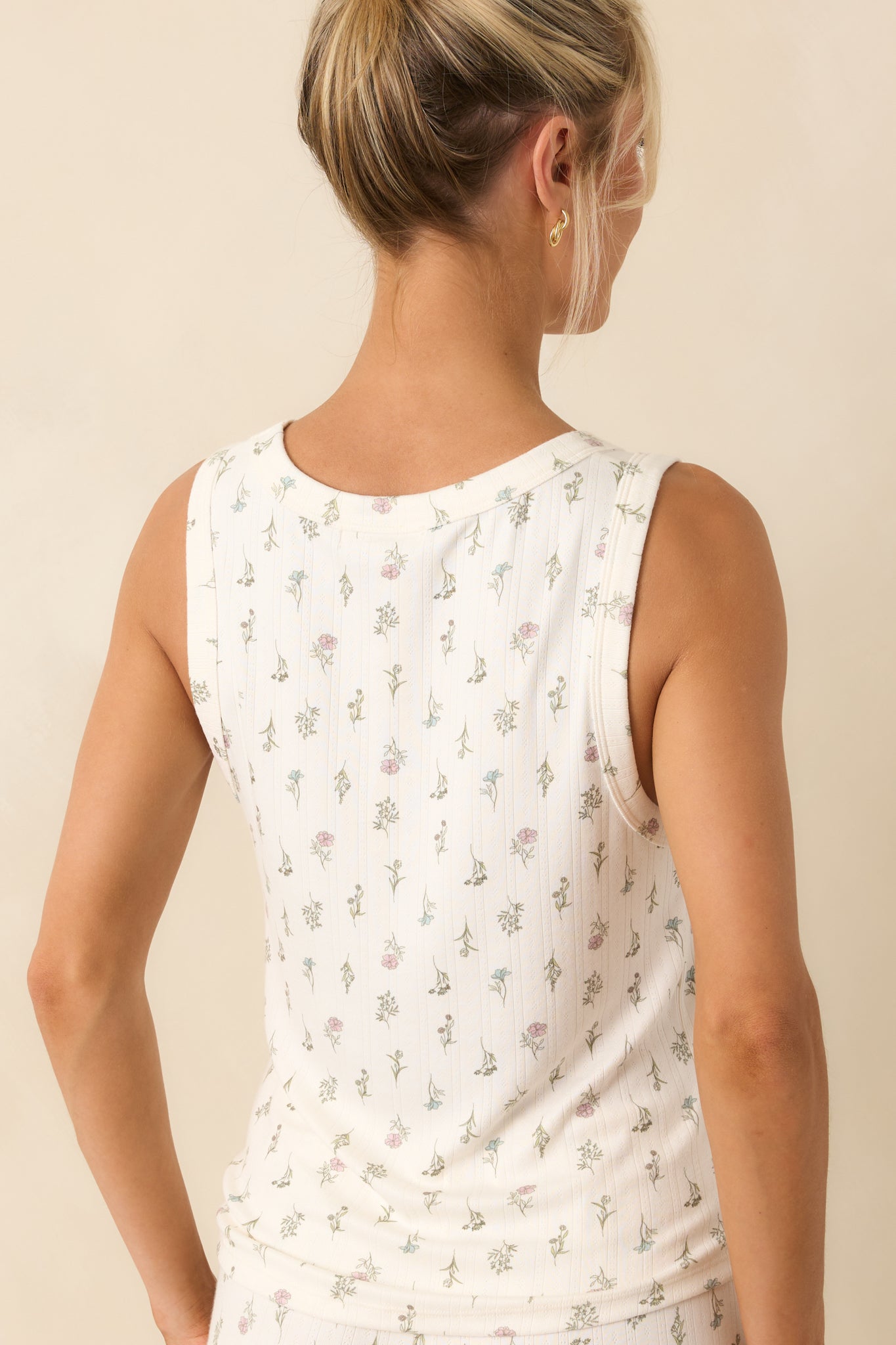 Z Supply White Pointelle Knit Emily Floral Tank
