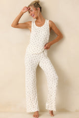 Z Supply White Pointelle Knit Sabrina Floral Pants