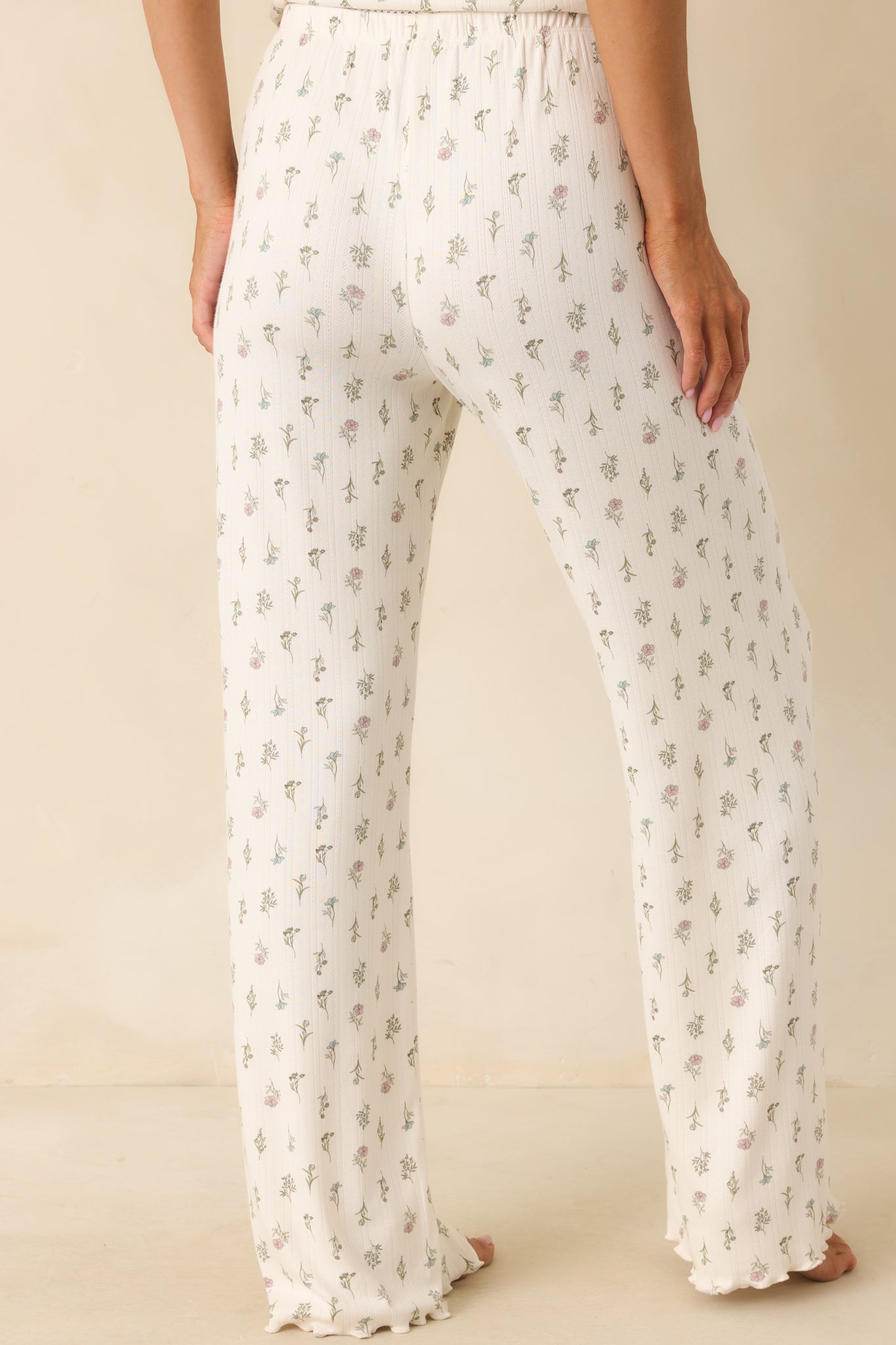 Z Supply White Pointelle Knit Sabrina Floral Pants
