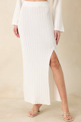 MINKPINK Bellini White Knit Midi Skirt