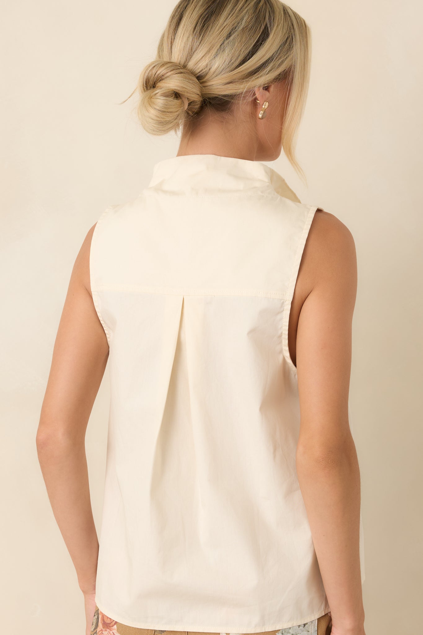 Tailored to Perfection Ecru Pintuck Sleeveless Blouse