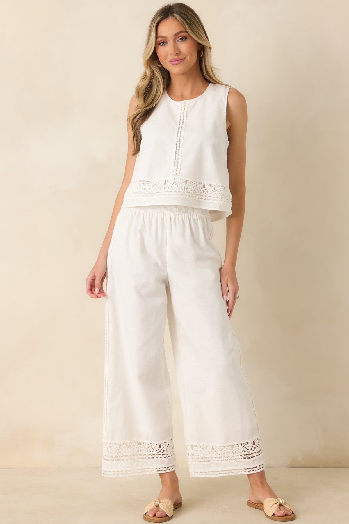 Z Supply Sloane White Embroidered Cotton Linen Top