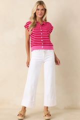 Best I've Seen White Stretch Wide Leg Cuffed Jeans