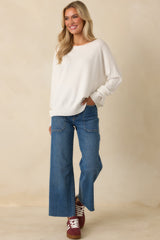 Easy As Ever White Knit Scoop Neck Sweater