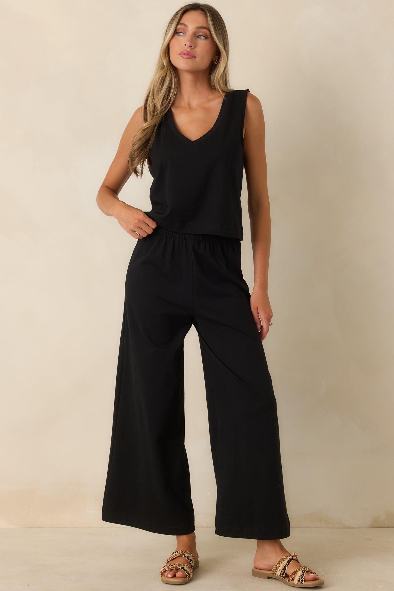 Z Supply Black Cotton Scout Jersey Pants