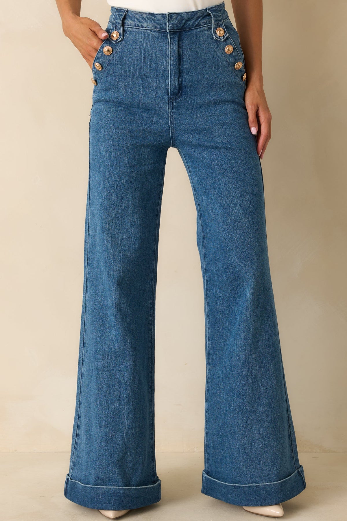 Nautical By Nature Indigo Stretch High Waisted Wide Leg Jeans