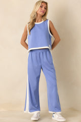 In Good Form Periwinkle Stretch Knit Contrast Trim Pants