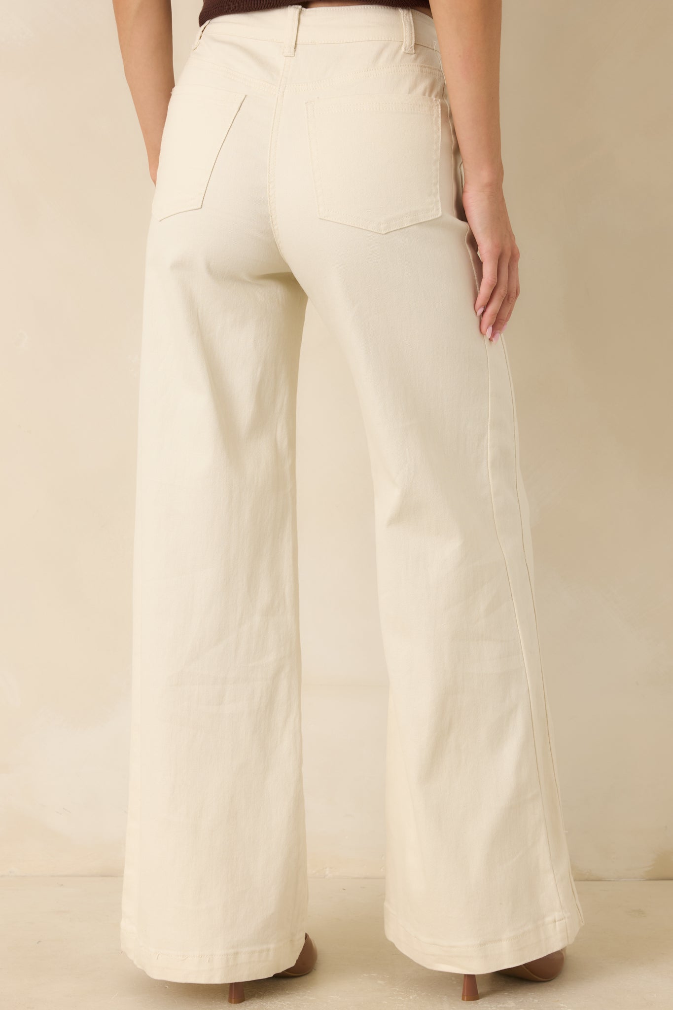 One More Reason Ivory Stretch Wide Leg Jeans