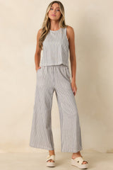 Z Supply Scout Navy & Ivory Cotton Knit Stripe Pants