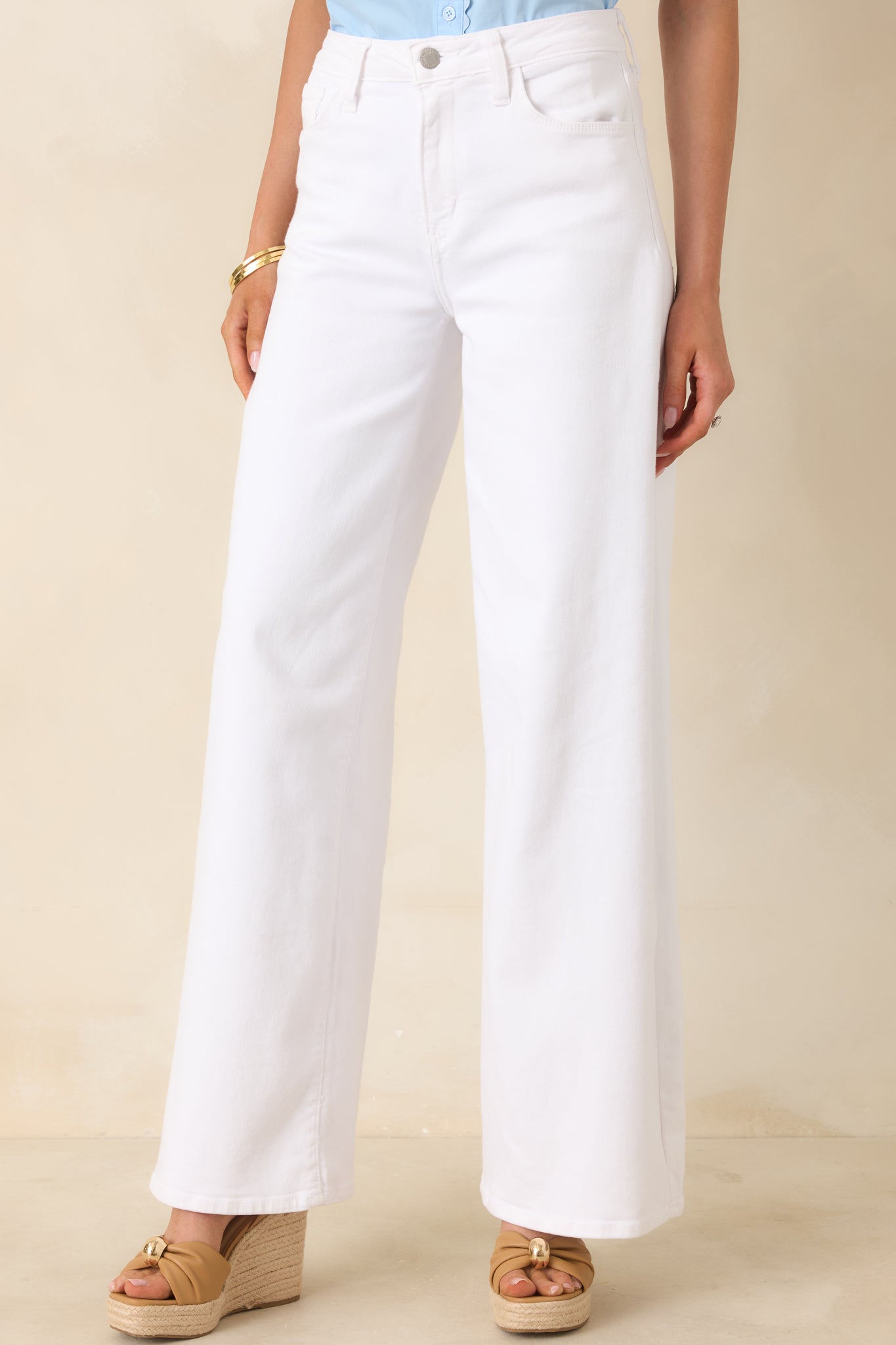 Always In Style White High Rise Wide Leg Jeans