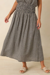 Z Supply Brooke Black Gingham Linen Blend Maxi Skirt