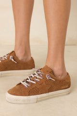 Vintage Havana Alive Camel Brown Suede Sneakers