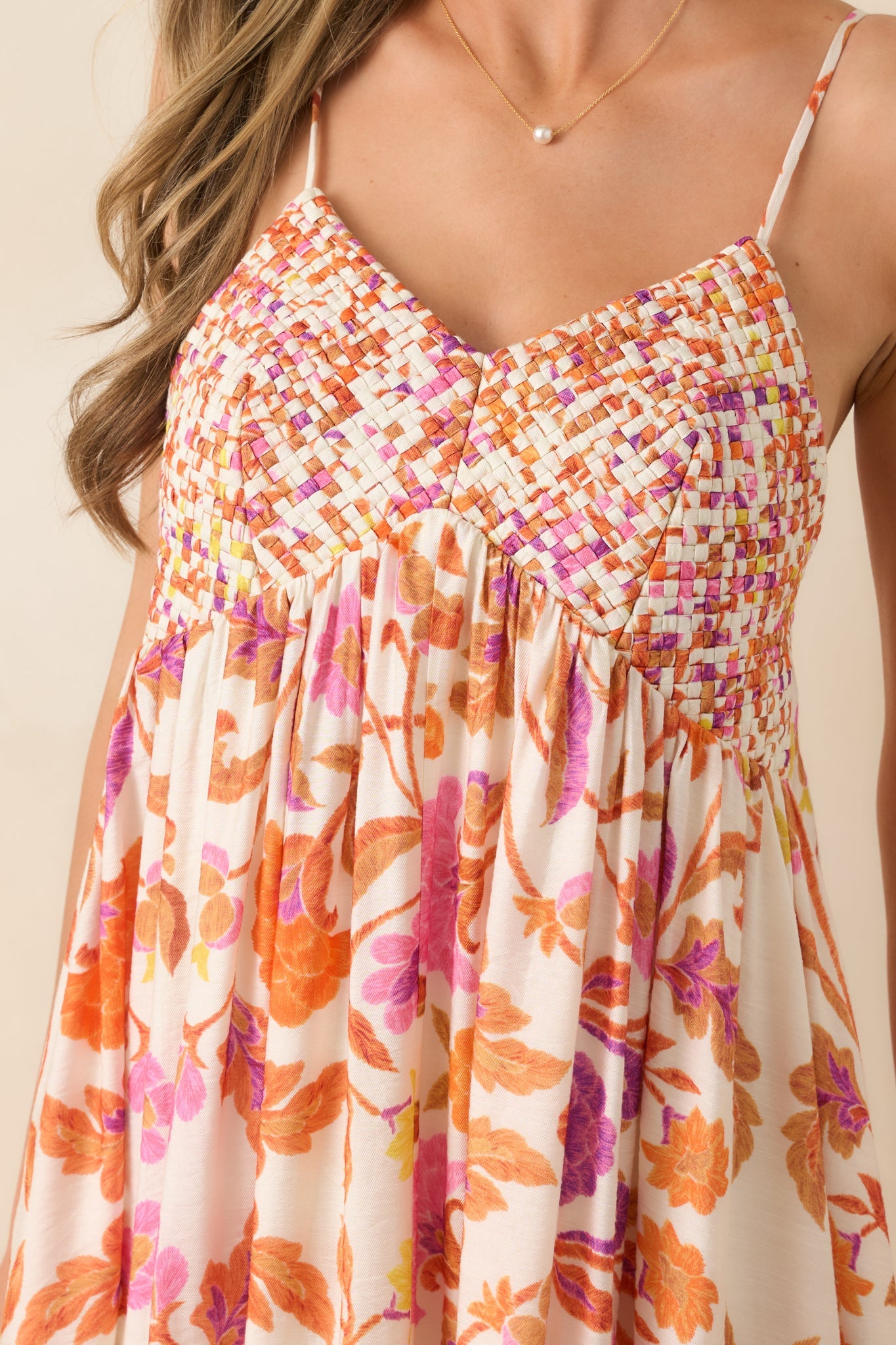 Here for the Sun Pink & Orange Floral Woven Maxi Dress