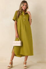 Read the Signs Olive Short Sleeve Maxi Dress
