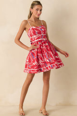 Prosperina Veronica Red Multi Yacht Club Cotton Mini Dress